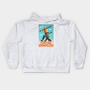 Cortina d'Ampezzo Skiing Italy Dolomite Mountains Dolomiti Belluno Kids Hoodie